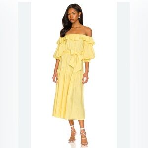 Elliatt Yellow Off-Shoulder Midi Dress